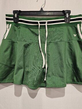 Derek Heart Women's Mini Skort M Green White Striped Shorts Skirt